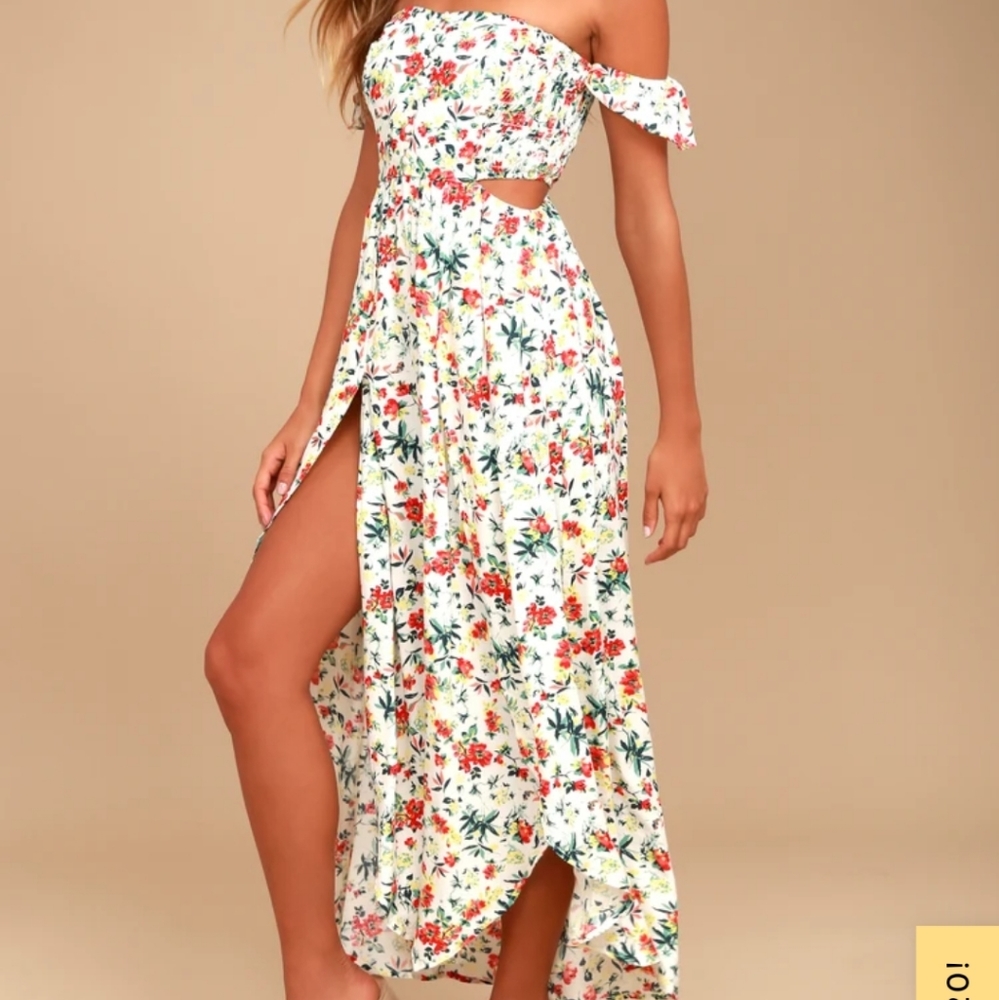 Lulus white floral maxi dress